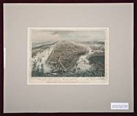BIRDS EYE VIEW OF NEW YORK AND ENVIRONS - A HAND-COLORED ENGRAVED TOPOGRAPHICAL MAP OF NEW YORK CITY