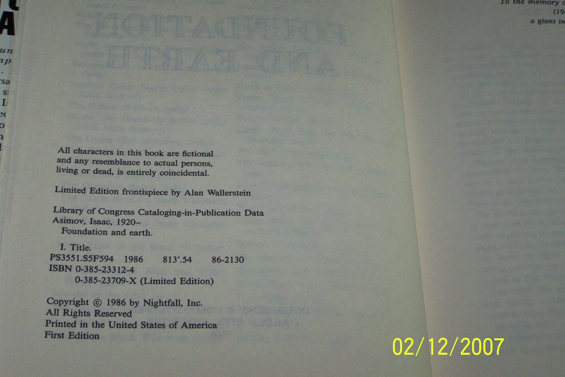 Foundation and Earth by Isaac Asimov First Edition. 1986 from mclinhavenbooks (SKU 002653)