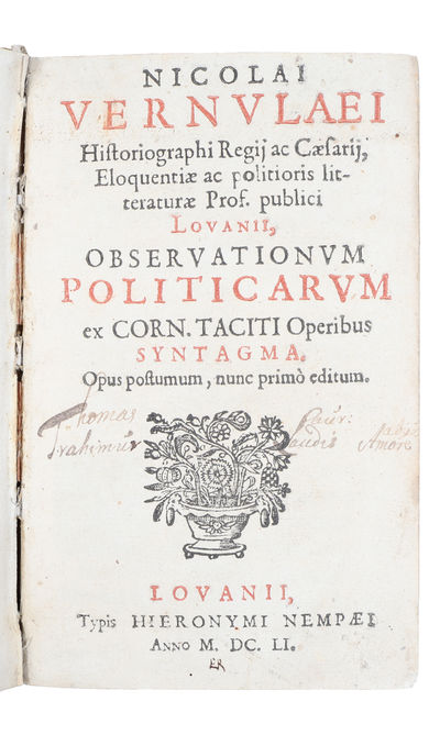 Eloquentiae ac politioris literaturae prof. publici Lovanii, observationvm politicarvm ex Corn. Taciti operibus syntagma. (photo 2)