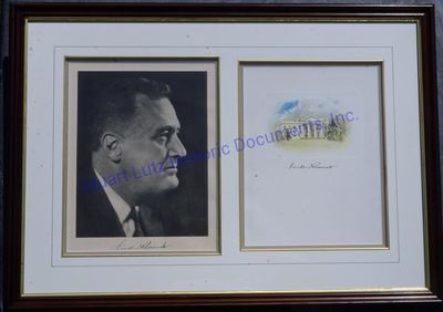 President Roosevelt Oversized Signed Photograph And Signed White House Vignette From The Democratic Book