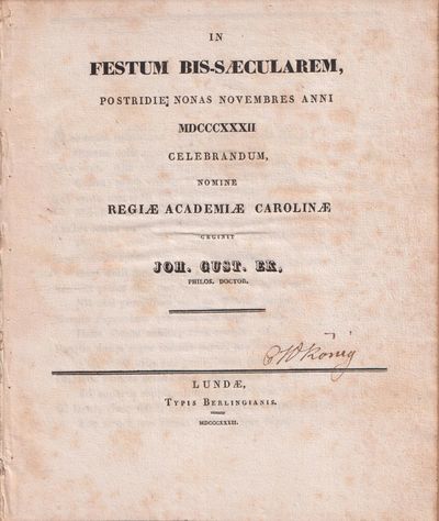 In festum bis-sæcularem postridie nonas novembres…