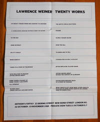 Lawrence Weiner Twenty Works by Lawrence Art Poster - Weiner - First edition - 1980 - from Derringer Books (SKU: 30336)