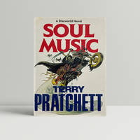 cover of Soul Music - with superb full page artwork by Pratchett to the front endpaper