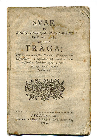 Svar på kongl. Vetensk. academiens för år 1764…