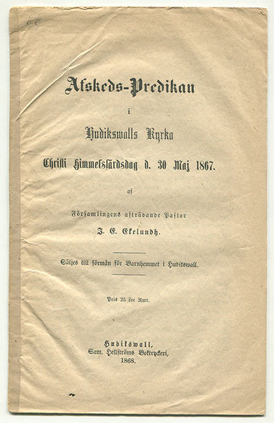 Afskeds-predikan i Hudikswalls kyrka Christi…