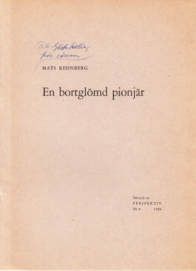 En bortglömd pionjär. Särtryck ur Perspektiv, nr.…