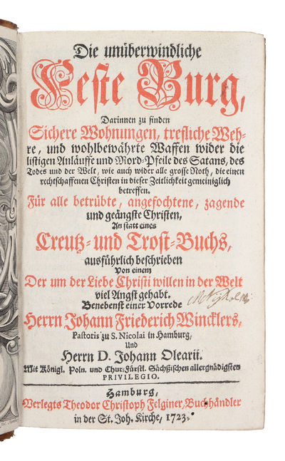 Die unüberwindliche Feste Burg, Darinnen zu finden Sichere Wohnungen, trefliche Wehre, und wohlbewärte Waffen wider die listige Anläuffe und Mord-Pfeile des Satans des Todes und der Welt. (photo 3)
