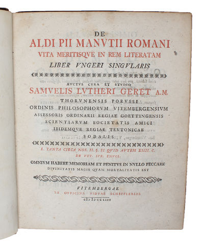 De Aldi Pii Manutii Romani vita meritisque in rem…