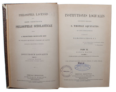 Institutiones Logicales. Secundum Principia S. Thomae Aquinatis ad usum Scholasticum. Pars I-II:1-2 (3 Vols). (photo 3)