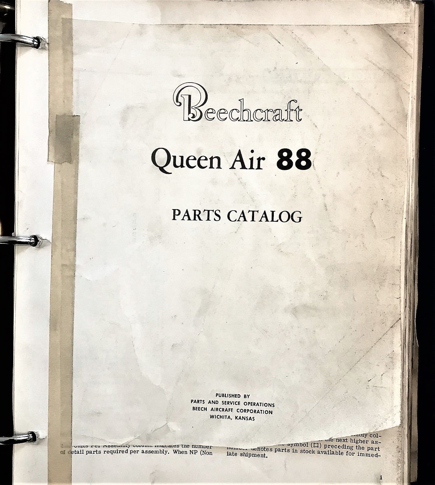 Beechcraft Queen Air 88 Illustrated Parts Catalog by Beech Aircraft  Corporation - Revised Edition - 1966 - from The Aviator's Bookshelf (SKU:  027148)