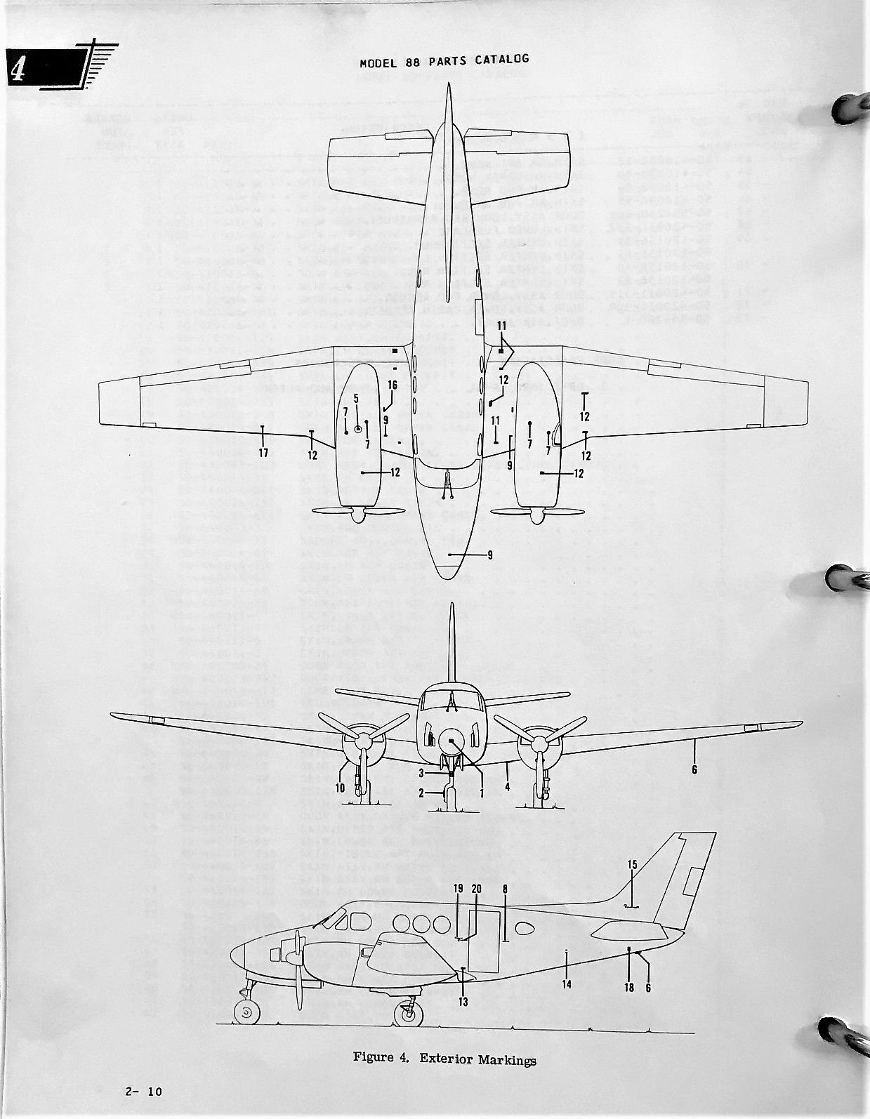 Beechcraft Queen Air 88 Illustrated Parts Catalog by Beech Aircraft  Corporation - Revised Edition - 1966 - from The Aviator's Bookshelf (SKU:  027148)