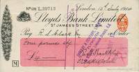 image of Autograph check from Shackleton fom his Imperial Trans-Antarctic Expedition, signed by Shackleton
