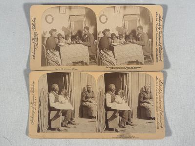 African Americans in cotton fields, cabins, and domestic scenes in the post-Reconstruction South dep...