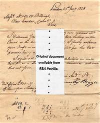 cover of 1828 HANDWRITTEN LETTER (ALS) FROM THIS ENGLISH BANKER, REGARDING THE AVAILABILITY OF FUNDS, ADDRESSED TO N & WW BILLINGS AT NEW LONDON, CONNECTICUT. DATELINED: LONDON, 21st JANUARY 1828