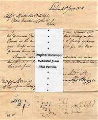 1828 HANDWRITTEN LETTER (ALS) FROM THIS ENGLISH BANKER, REGARDING THE AVAILABILITY OF FUNDS, ADDRESSED TO N & WW BILLINGS AT NEW LONDON, CONNECTICUT. DATELINED: LONDON, 21st JANUARY 1828