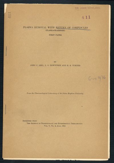 Plasma removal with return of corpuscles (plasmaphaeresis) Offprint. GM 1976