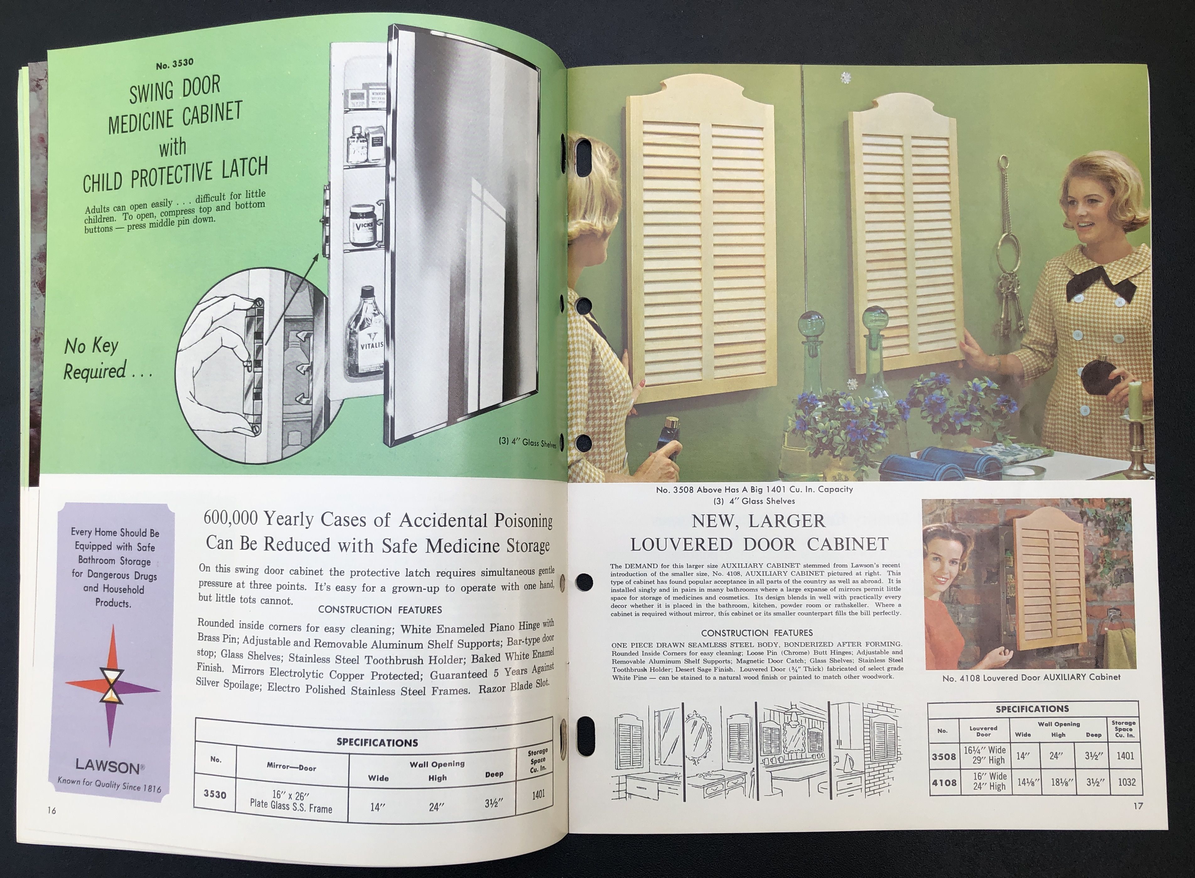 Ca. 1965 Lawson Co. catalog of medicine lavatory mirrors