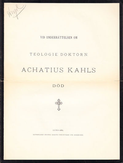 Vid underrättelsen om teologie doktorn Achatius…