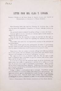 LETTER FROM MRS. CLARA T. LEONARD: Formerly Member of the State Board of Health, Lunacy, and Charity of Massachusetts, in Opposition to Woman Suffrage