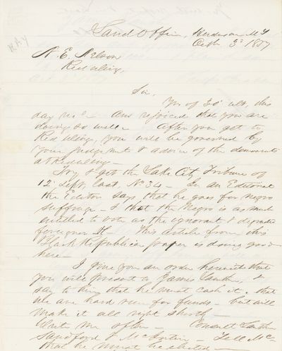 1857 Letter from Minnesota Territory Discussing Democrats and African-American Suffrage