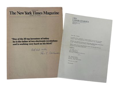 Signed New York Times Article on Dr. Peter Goldmark, Inventor of the Color Television