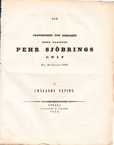 Vid professoren och riddaren herr magister Pehr…