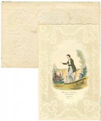 Fine Lace Paper Valentine with Light Stepping Gent Hand Colored Lithograph