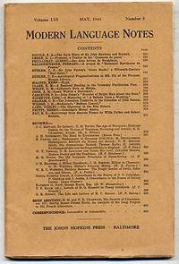 Modern Language Notes, May, Vol.LVI, No.5