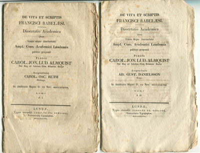 De vita et scriptis Francisci Rabelæsi. I-II. A.a.