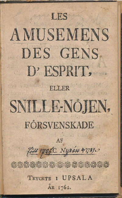 Les amusemens des gens d’esprit, eller…