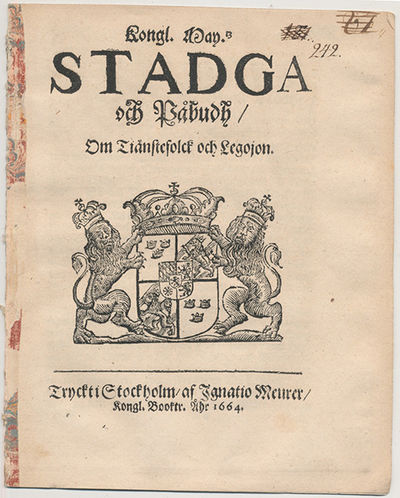 Kongl. may.tz stadga och påbudh/ om tiänstefolck…