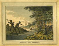 image of Hunting the Kangaroo. Color aquatint of New South Wales aborigines
