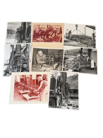 Drilling Equipment, Engineering Crews, and Industrial Extraction Labor, 9 Large Photographs, 1950s-60s