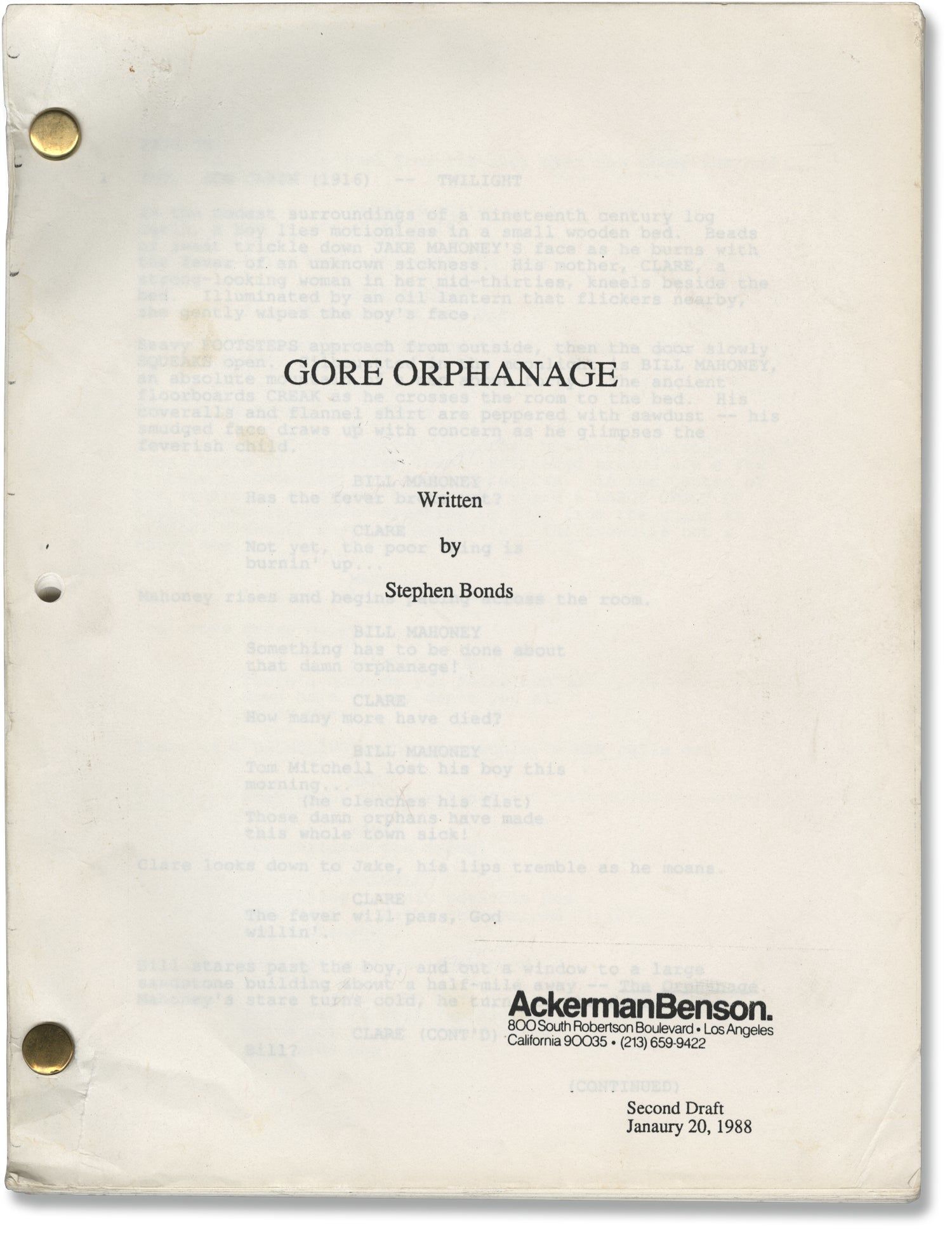 Gore Orphange (Original screenplay for an unproduc