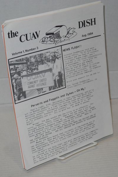 The CUAV Dish: a newsletter for the friends of Community United Against Violence; vol. 1 #3 - vol. 5 #1, Aug. 1984 - April 1988 [13 issue broken run]