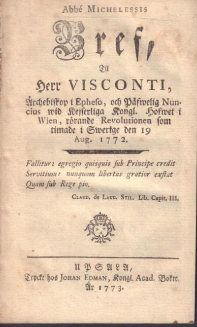 Bref, til herr Visconti, ärchebiskop i Epheso,…