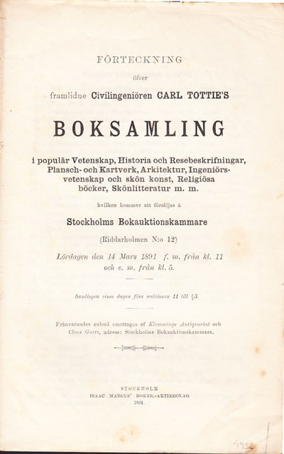 Förteckning öfver framlidne Civilingenjören Carl…