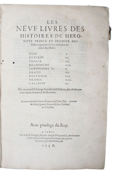 Les neuf livres des Histoires. Plus un recueil de…