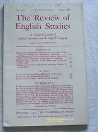 The Review of English Studies: New Series Vol.XVII, No.67, August 1966: a Quarterly Journal of...