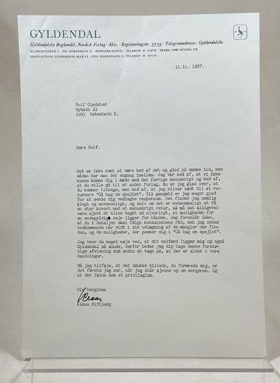Originalt maskinskrevet og signeret brev.