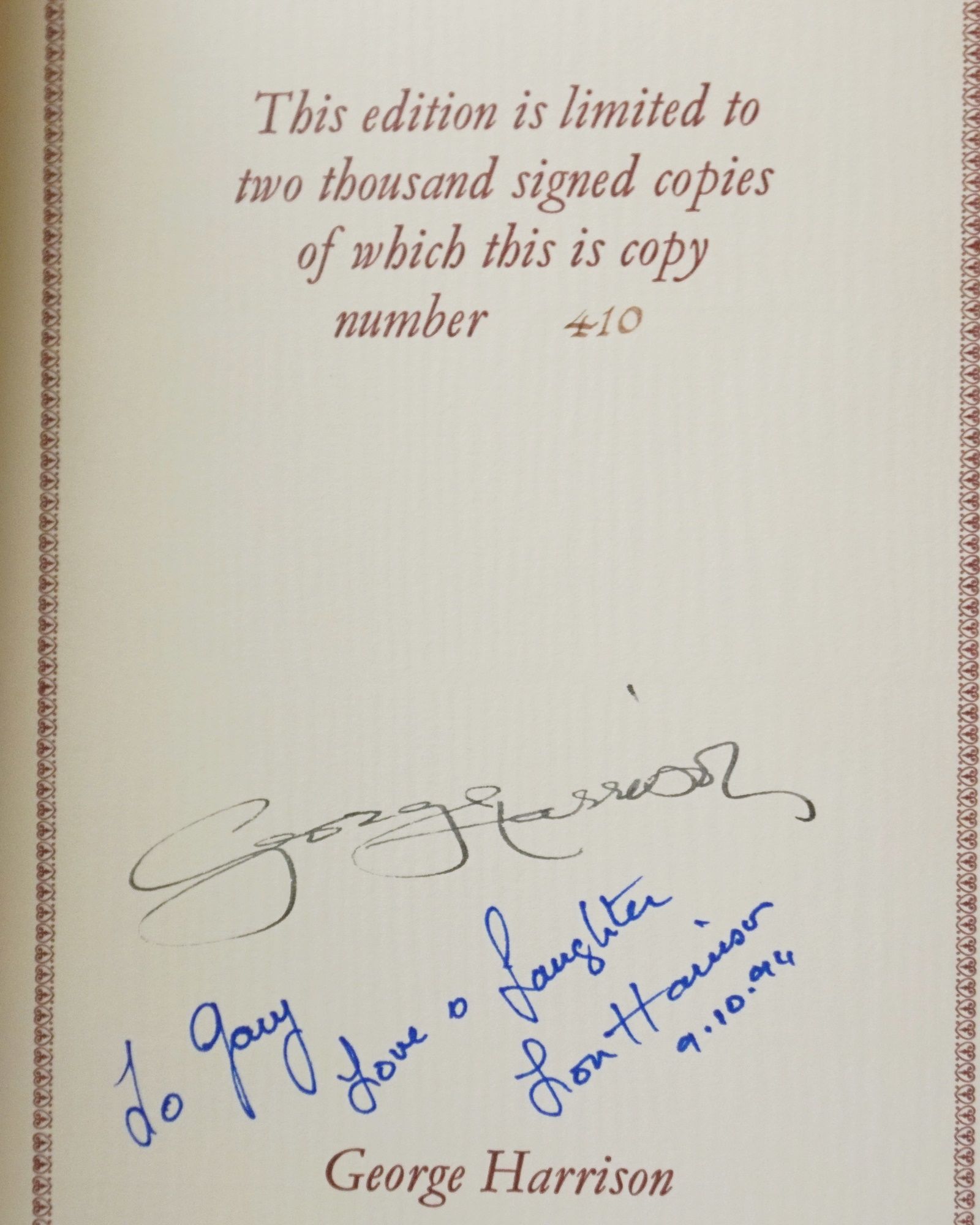 I, Me, Mine, First Edition, Signed by George Harrison | Biblio