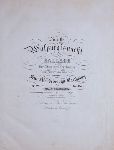 Leipzig: Fr. Kistner , 1844. Folio. Modern mid-green boards with original publisher's wrappers laid ...