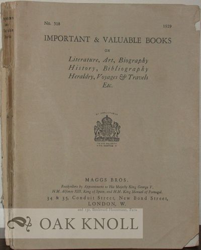 IMPORTANT & VALUABLE BOOKS ON LITERATURE, ART, BIOGRAPHY HISTORY, BIBLIOGRAPHY, HERALDRY, VOYAGES & TRAVELS, ETC.