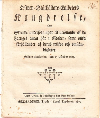 Öfwer-Ståthållare-Embetets Kungörelse, Om Skeende…