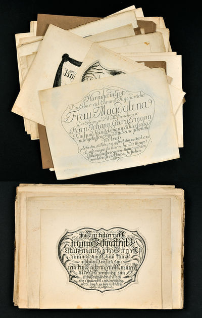 44 rare text engravings on laid paper printed…