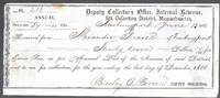 image of An Original 1867 Income Tax Receipt for Alexander Graves Newburyport, Ma Scribners