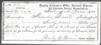 An Original 1867 Income Tax Receipt for Alexander Graves Newburyport, Ma  Scribners