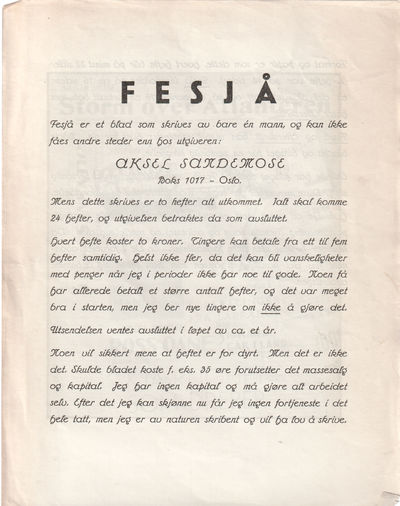 Fesjå Nr 1-4. Efterskrift til “En flyktning...”.…