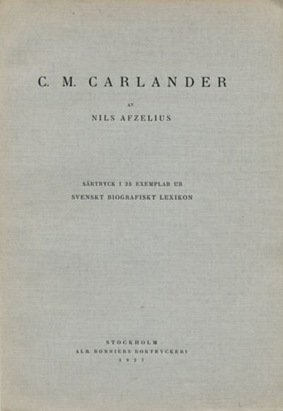 Carlander. Särtryck ur Svenskt biografiskt…