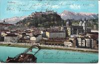 Color View of Salzburg River (Salzach?) on ca 1910 Post Card by Purger & Co - 20 July 1910